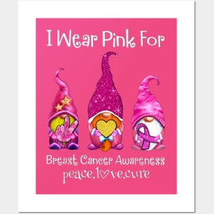 I wear pink for breast cancer awareness peace love cure Posters and Art